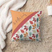 ハッピー秋秋パーソナライズされた葉のパターン クッション (ブランケット)