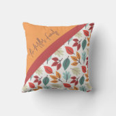 ハッピー秋秋パーソナライズされた葉のパターン クッション (裏面)