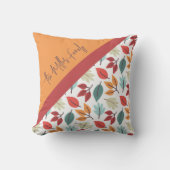 ハッピー秋秋パーソナライズされた葉のパターン クッション (正面)