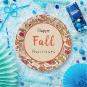 ハッピー秋紅葉レッドベリーデジタルアート ペーパープレート (パーティー)