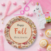 ハッピー秋紅葉レッドベリーデジタルアート ペーパープレート (パーティー)