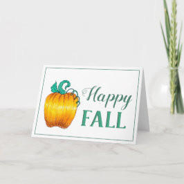 「ハッピー秋」カボチャティール（緑がかった色）をテーマにしたグリーティングカード カード