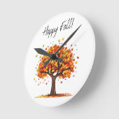 ハッピー秋! ラウンド壁時計 (傾斜)