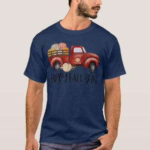 ハッピー秋Y'allかわいいパンプキントラック秋の恋人H Tシャツ