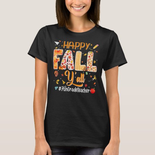 ハッピー秋Y'all 7年生先生紅葉P Tシャツ (正面)