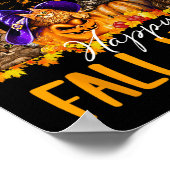 ハッピー秋Y'all cats lover Autumn Pumpkin Maple H ポスター (角)