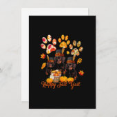 ハッピー秋Y'all Thanksgiving三つのDachshund Do 招待状 (正面/裏面)
