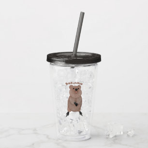 ハッピー笑顔かわいいクッカアニメデザイン アクリルタンブラー