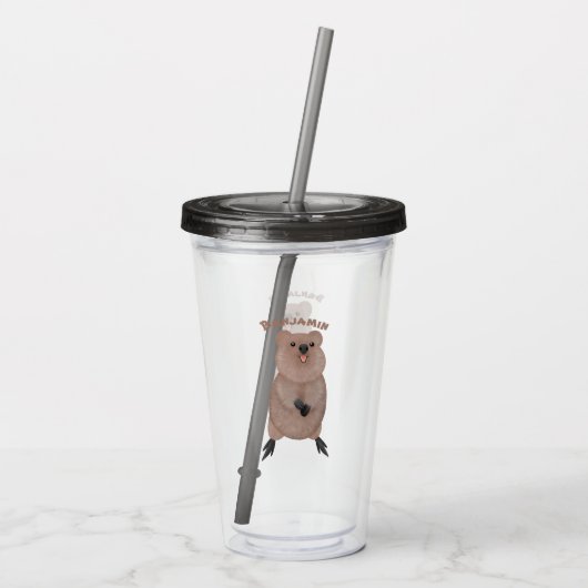 ハッピー笑顔かわいいクッカアニメデザイン アクリルタンブラー (裏面)