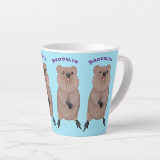 ハッピー笑顔かわいいクッカアニメデザイン カフェラテマグ (右アングル)