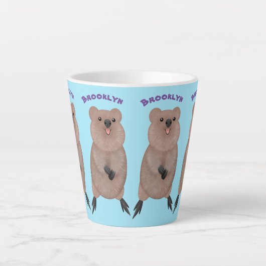 ハッピー笑顔かわいいクッカアニメデザイン カフェラテマグ (正面)