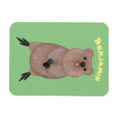 ハッピー笑顔かわいいクッカアニメデザイン マグネット (横)