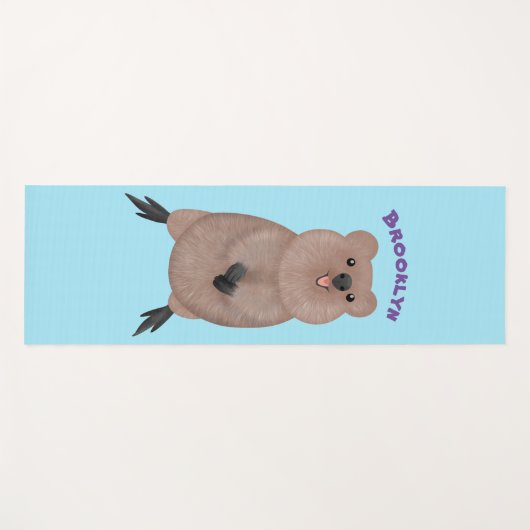 ハッピー笑顔かわいいクッカアニメデザイン ヨガマット (正面(横))