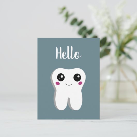 ハッピー笑顔の歯かわいいハロー ポストカード (スタンド正面)