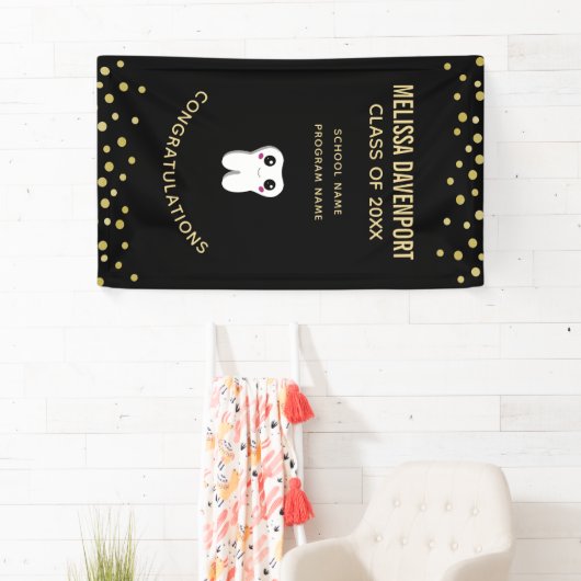 ハッピー笑顔の歯かわいい卒業 横断幕 (インサイチュ)