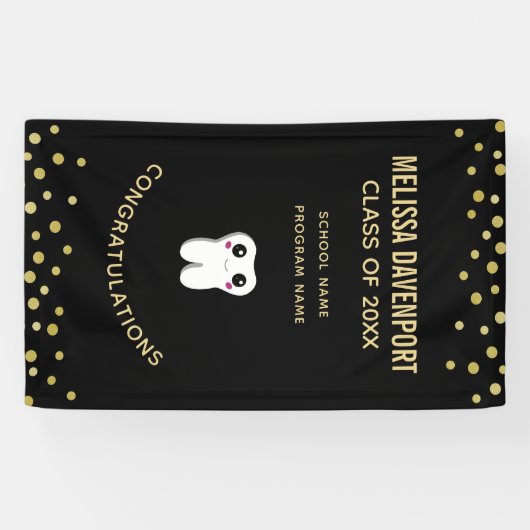 ハッピー笑顔の歯かわいい卒業 横断幕 (横)