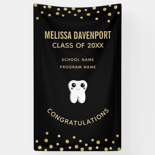 ハッピー笑顔の歯かわいい卒業 横断幕 (縦)