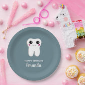 ハッピー笑顔の歯かわいい誕生日 ペーパープレート (パーティー)