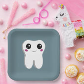 ハッピー笑顔の歯かわいい ペーパープレート (パーティー)