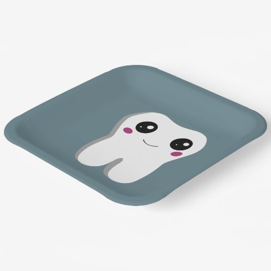ハッピー笑顔の歯かわいい ペーパープレート (傾斜あり)