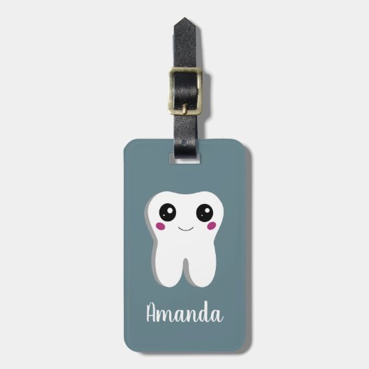 ハッピー笑顔の歯かわいい ラゲッジタグ (正面縦)