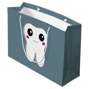 ハッピー笑顔の歯かわいい ラージペーパーバッグ