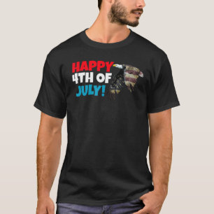 ハッピー第四7月4日バルドイーグル飛んでいる Tシャツ