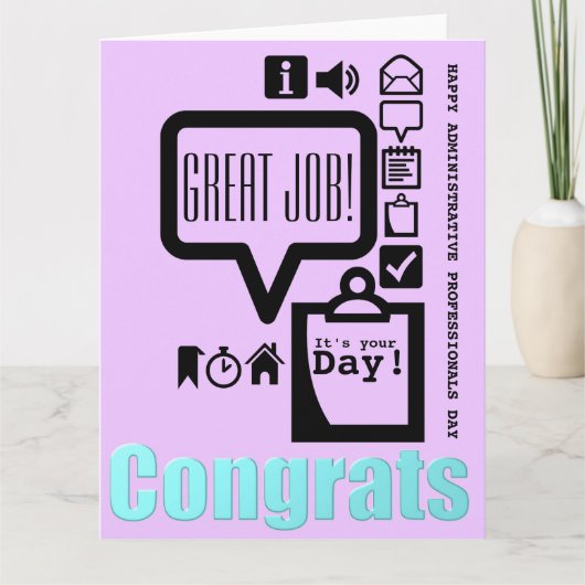 ハッピー管理プロフェッショナル日Lグリーティング カード (正面)