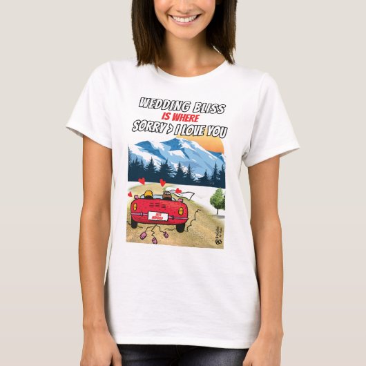ハッピー結婚したライフ女性ホワイト Tシャツ (正面)