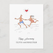 ハッピー結婚ズ記念日カップルビーチハート ポストカード (正面)