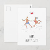 ハッピー結婚ズ記念日カップルビーチハート ポストカード (正面/裏面)