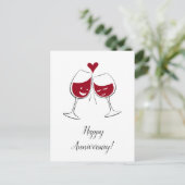 ハッピー結婚ズ記念日レッドワインハートカード ポストカード (スタンド正面)