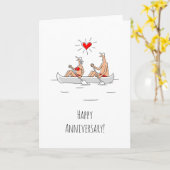 ハッピー結婚ズ記念結婚したカップルカヌー カード (黄色い花)