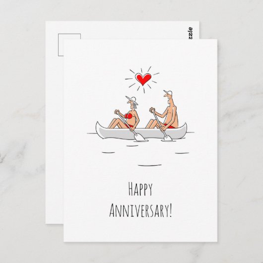 ハッピー結婚ズ記念結婚したカップルカヌー ポストカード (正面/裏面)