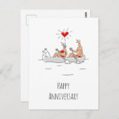 ハッピー結婚ズ記念結婚したカップルカヌー ポストカード (正面/裏面)