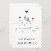 ハッピー結婚ズ記念赤いハートカー結婚したド 招待状 (正面/裏面)