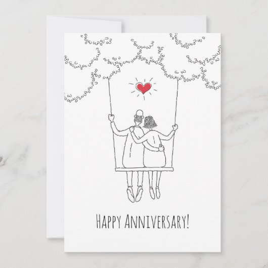 ハッピー結婚ズ記念赤いハートスイングカード (正面)