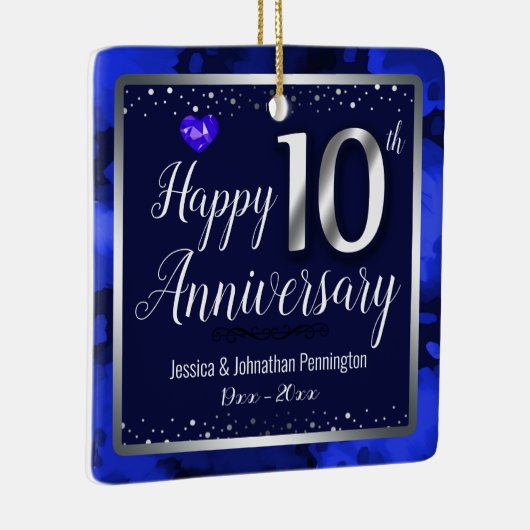 ハッピー結婚10周年記念名前をカスタムする セラミックオーナメント (右)