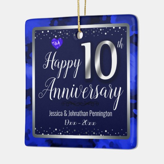ハッピー結婚10周年記念名前をカスタムする セラミックオーナメント (左)