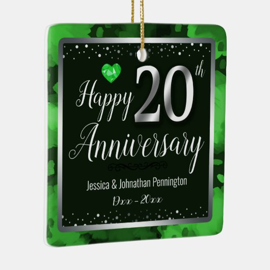 ハッピー結婚20周年記念名前をカスタムする セラミックオーナメント (右)