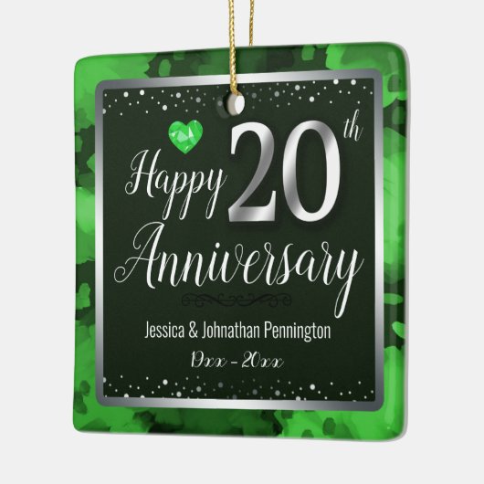 ハッピー結婚20周年記念名前をカスタムする セラミックオーナメント (左)