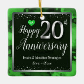 ハッピー結婚20周年記念名前をカスタムする セラミックオーナメント (正面)