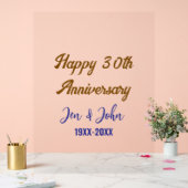 ハッピー結婚30周年ブルー王室のゴールデン アクリルサイン (ウェディング)