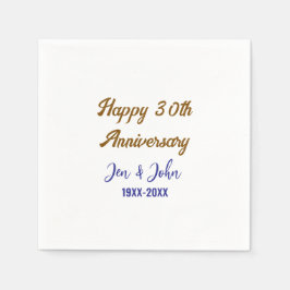 ハッピー結婚30周年ブルー王室のゴールデン スタンダードカクテルナプキン