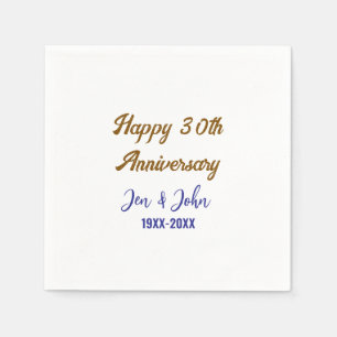 ハッピー結婚30周年ブルー王室のゴールデン スタンダードカクテルナプキン