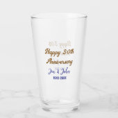 ハッピー結婚30周年ブルー王室のゴールデン タンブラーグラス (裏面)