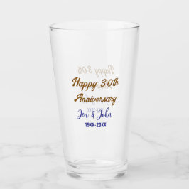 ハッピー結婚30周年ブルー王室のゴールデン タンブラーグラス
