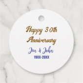 ハッピー結婚30周年ブルー王室のゴールデン フェイバータグ (裏面)