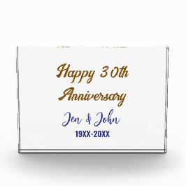 ハッピー結婚30周年ブルー王室のゴールデン フォトブロック