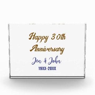 ハッピー結婚30周年ブルー王室のゴールデン フォトブロック